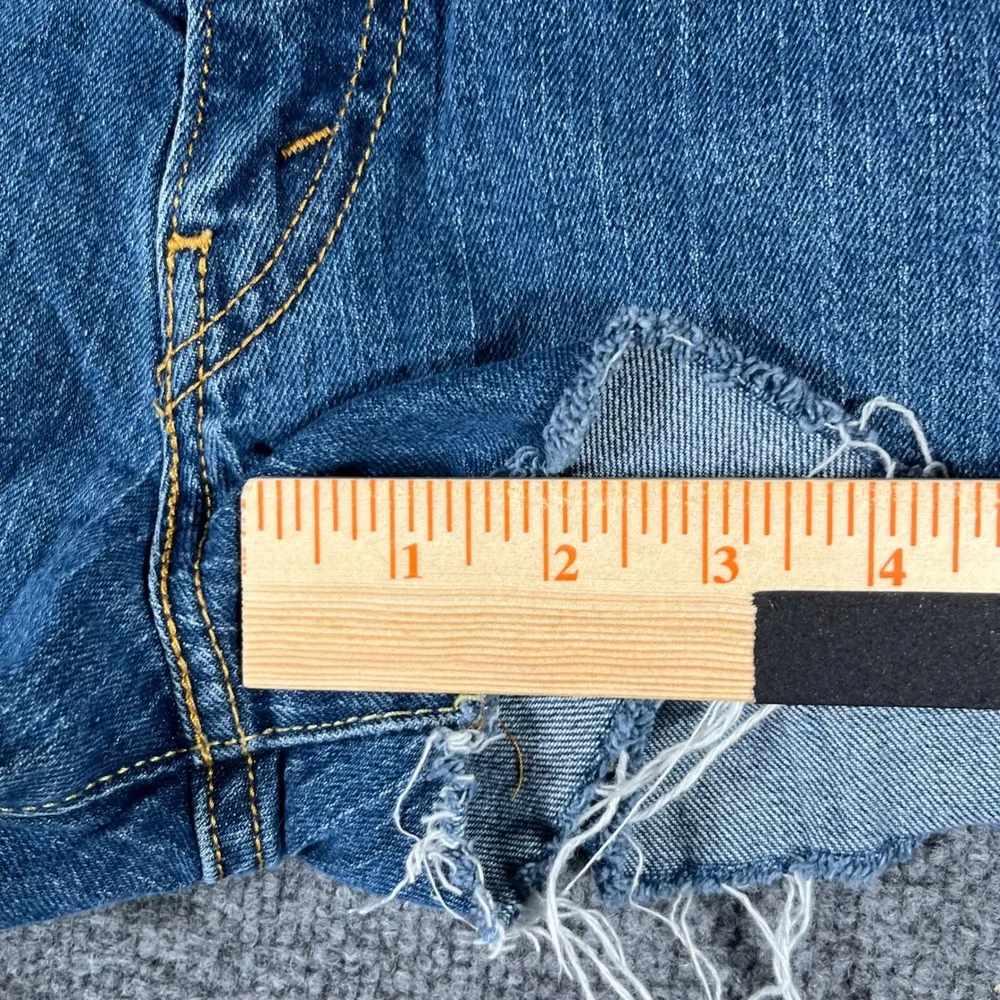 Levis Shorts Womens 10M Blue Denim Cut Off Frayed Hem Stretch 515 Boot Cut